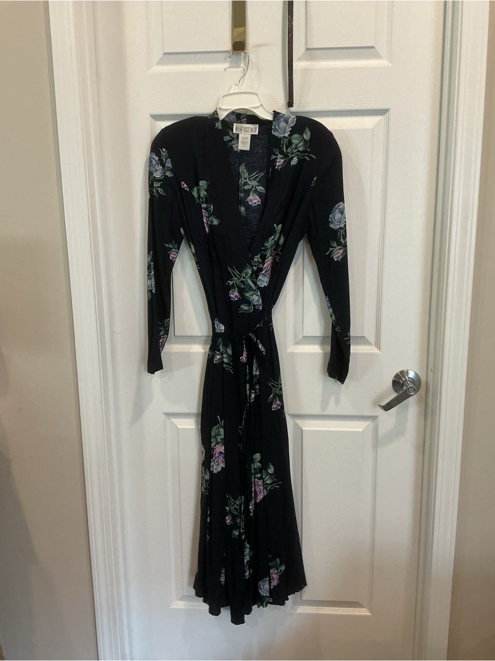 Together Navy Floral Wrap Dress with Purple and Green Blooms